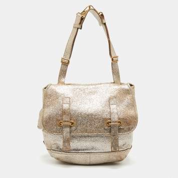 Pre Owned Yves Saint Laurent Metallic Gold Leather Besace Shoulder Bag