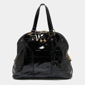 Pre Owned Yves Saint Laurent Black Patent Leather Medium Muse Satchel