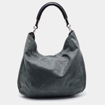 Pre Owned Yves Saint Laurent Green Stingray Embossed Leather Roady Hobo