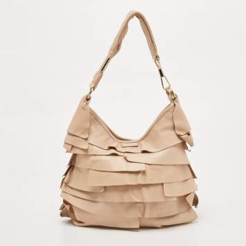 Pre Owned Yves Saint Laurent Beige Leather Small St Tropez Hobo