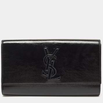 Pre Owned Yves Saint Laurent Black Patent Leather Belle De Jour Clutch
