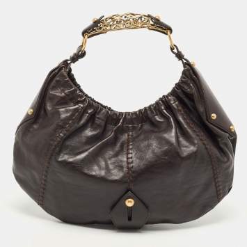 Pre Owned Yves Saint Laurent Dark Brown Leather Vincennes Mombasa Hobo