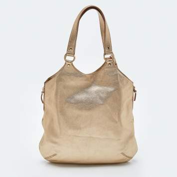 Pre Owned Yves Saint Laurent Metallic Gold Leather Sac Metropolis Tote