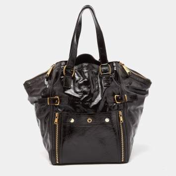 Pre Owned Yves Saint Laurent Brown Patent Leather Large Downtown Tote