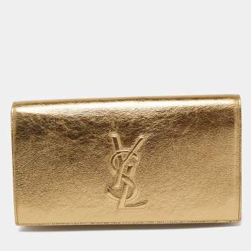Pre Owned Yves Saint Laurent Gold Leather Belle De Jour Clutch