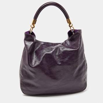 Pre Owned Yves Saint Laurent Purple Patent Leather Roady Hobo
