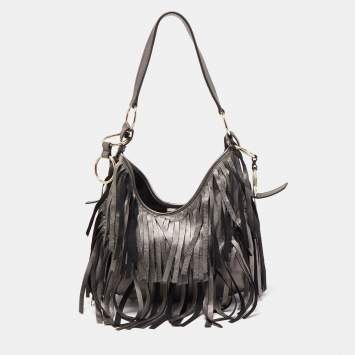 Pre Owned Yves Saint Laurent Metallic Brown Leather La Boheme Hobo