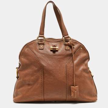 Pre Owned Yves Saint Laurent Brown Leather Oversized Muse Bag