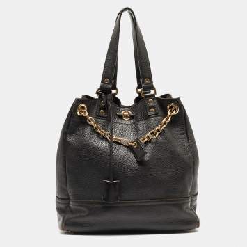 Pre Owned Yves Saint Laurent Choco Brown Leather Overseas Bucket Bag