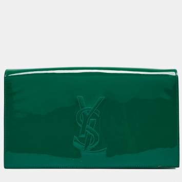 Pre Owned Yves Saint Laurent Green Patent Leather Belle De Jour Flap Clutch