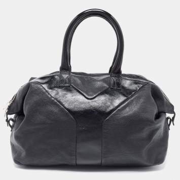 Pre Owned Yves Saint Laurent Black Leather and Patent Medium Easy Y Bag