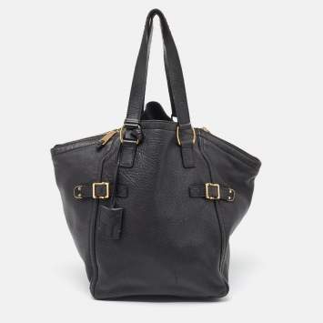 Pre Owned Yves Saint Laurent Black Leather Large Downtown Tote
