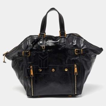 Pre Owned Yves Saint Laurent Black Patent Leather Large Downtown Tote