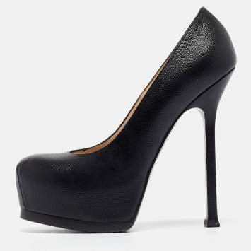 Pre Owned Yves Saint Laurent Black Leather Tribtoo Pumps Size 36