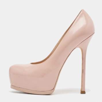 Pre Owned Yves Saint Laurent Pink Leather Tribtoo Pumps Size 38