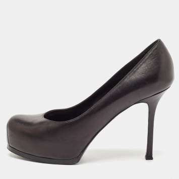 Pre Owned Yves Saint Laurent Black Leather Tribtoo Pumps Size 41