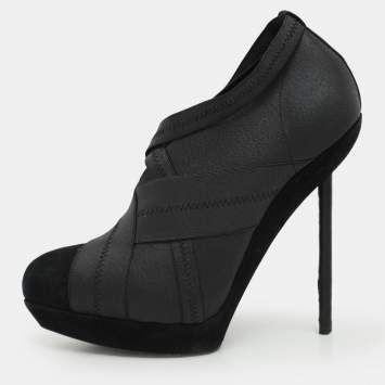 Yves Saint Laurent Black Elastic Bandage And Suede Booties Size 39