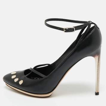Pre Owned Yves Saint Laurent Black Leather Pointed Toe Pumps Size 38.5
