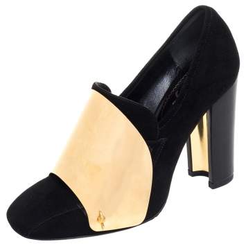 مملوكة مسبقًا Saint Laurent Black Suede Cardinal Loafer Pumps Size 36