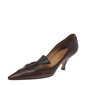 Pre Owned Yves Saint Laurent Brown Leather Pointed Toe Pumps Size 40