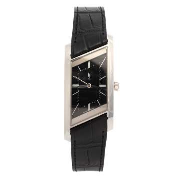Pre Owned Yves Saint Laurent Black Stainless Steel Rive Gauche Women's Wristwatch 24 mm