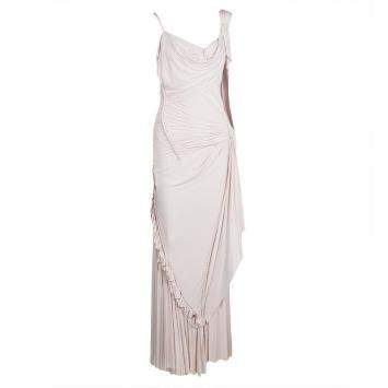 Pre Owned Zac Posen Blush Pink Knit Draped Cord Detail Sleeveless Gown S