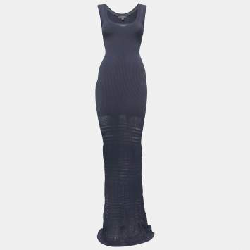Pre Owned Zac Posen Slate Blue Knit Sleeveless Maxi Dress XS