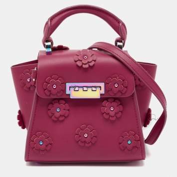 Pre Owned Zac Posen Magenta Leather Mini Eartha Iconic Top Handle Bag