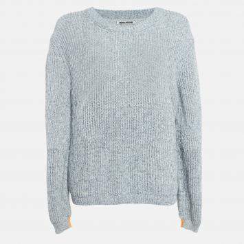 Pre Owned Zadig & Voltaire Blue Rib Knit Kennedy Cop Sweater M