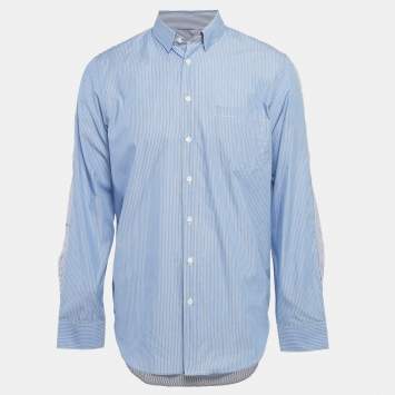 Zadig & Voltaire Blue Stripe Cotton Button Front Shirt L