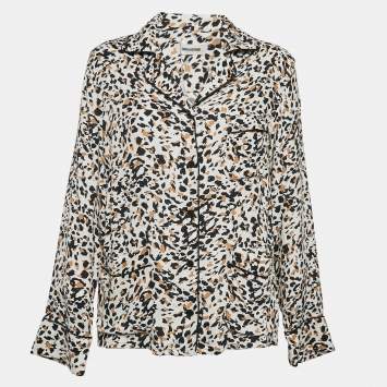 Pre Owned Zadig & Voltaire Brown Leopard Print Crepe Tradi Shirt S