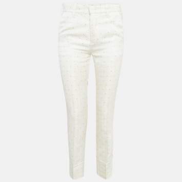 Pre Owned Zadig & Voltaire Off White Star Pist Jacquard Straight Leg Trousers M