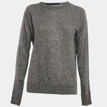 Pre Owned Zadig & Voltaire Grey Cashmere Full Sleeve Crisp Sweater L