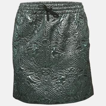 Pre Owned Zadig & Voltaire Metallic Blue Patterned Lurex Josa Bis Jac Deluxe Mini Skirt S