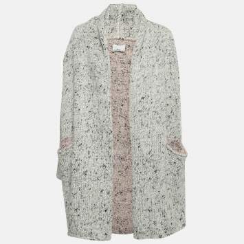 Pre Owned Zadig & Voltaire Grey Wool Blend Open Front Long Cardigan XS/S