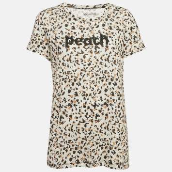 Zadig & Voltaire Beige Leopard Print Gauze Jersey Walk Oversized T-Shirt M
