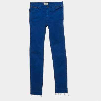 Pre Owned Zadig & Voltaire Blue Cotton Drill Skinny Eva Cher Jeans S Waist 24"