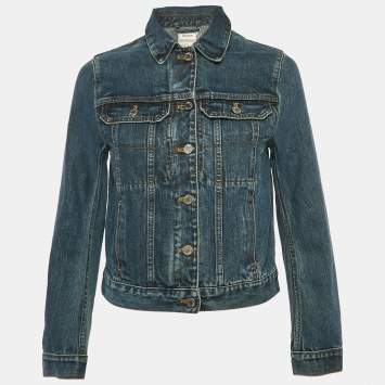 Pre Owned Zadig & Voltaire Blue Denim Button Front Kioky Art Jacket M