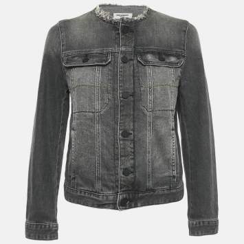 Pre Owned Zadig & Voltaire Grey Washed Denim Collar Neck Jacket M