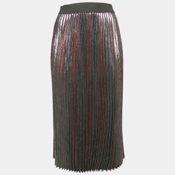 Pre Owned Zadig & Voltaire Metallic Lurex Plissé Midi Joyce Skirt S