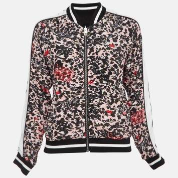 Zadig & Voltaire Pink/Black Printed Crepe Reversible Billy Leo Jacket XS