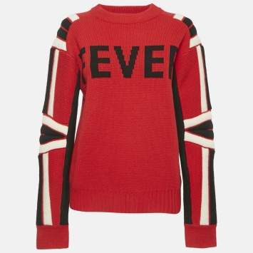 Pre Owned Zadig & Voltaire Red Fever Intarsia Rib Knit Amber Bis Sweater S