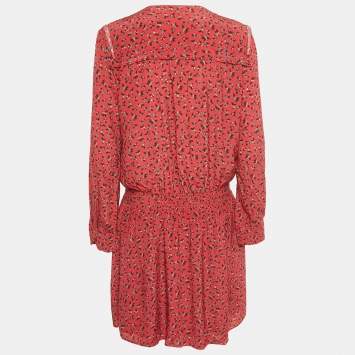 Pre Owned Zadig & Voltaire Red Floral Print Crepe Remus Liberty Mini Dress L