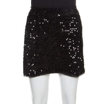 Pre Owned Zadig and Voltaire Black Sequined Jasmi Mini Skirt M