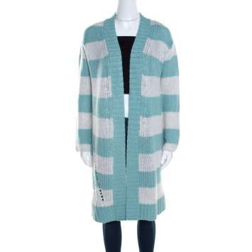 Pre Owned Zadig and Voltaire Bicolor Striped Cashmere Romy Raye Deluxe Cardigan XS