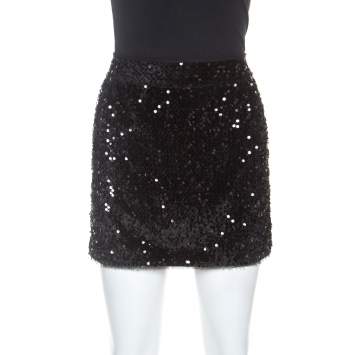 Pre Owned Zadig and Voltaire Black Sequined Jasmi Mini Skirt S
