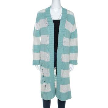 Pre Owned Zadig and Voltaire Bicolor Striped Cashmere Romy Raye Deluxe Cardigan S