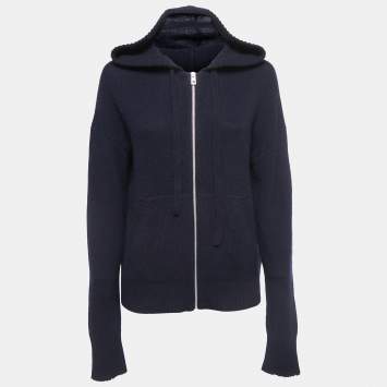 Pre Owned Zadig & Voltaire Encre Cashmere Knit Sixtine C Skull Hooded Sweater L