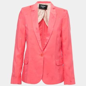 Pre Owned Zadig and Voltaire Pink Star Jacquard Blazer M 