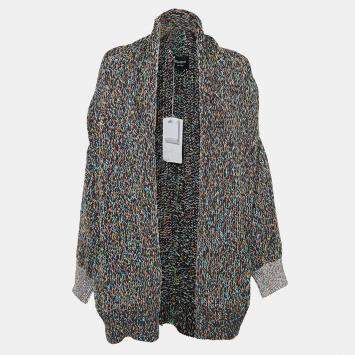 Pre Owned Zadig & Voltaire Multicolor Tweed Open Knitted Cardigan M/L